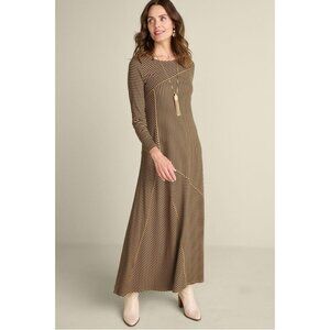Soft Surrounding Ryley Maxi Dress Ribbed Knit Brown Black Stripe Size XSP